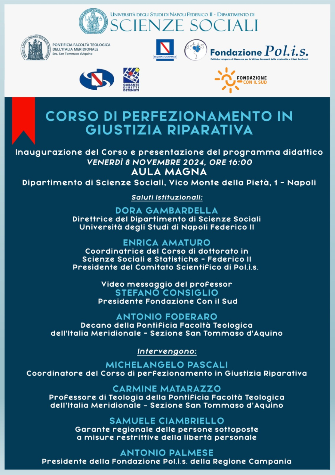 Inaugurazione Corso di Perfezionamento in Giustizia Riparativa